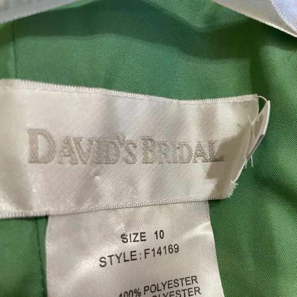 David’s Bridal Green Ruffled Strapless Dress Size 10 - Picture 6 of 8